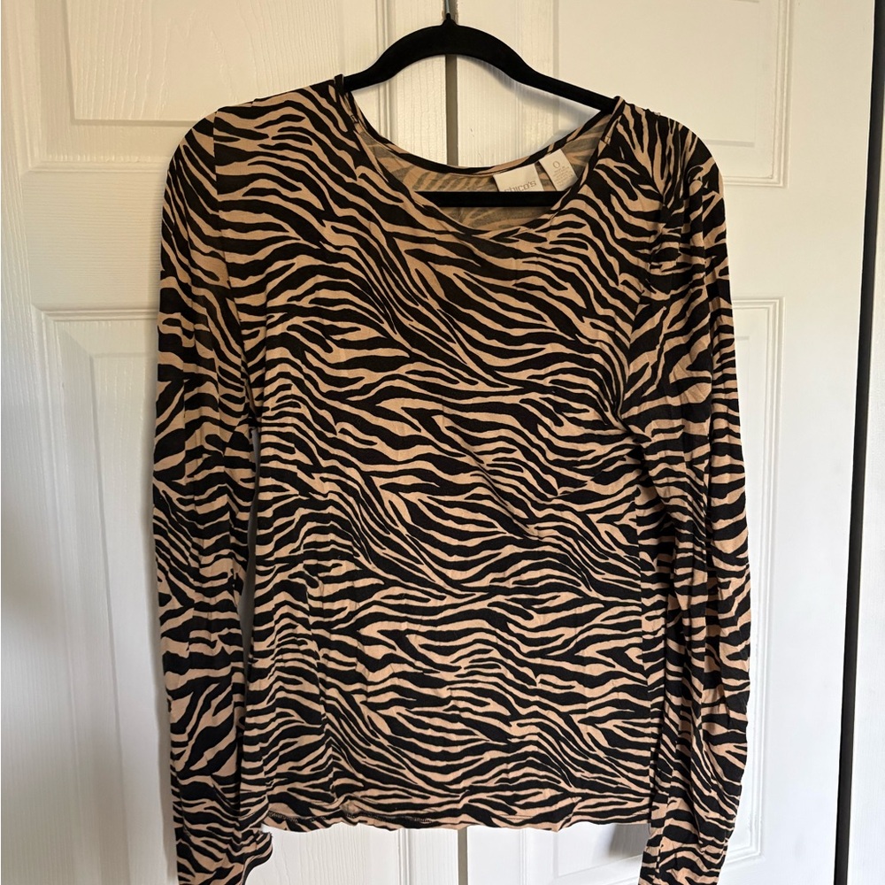 Chico's Black and Tan Zebra Print Blouse